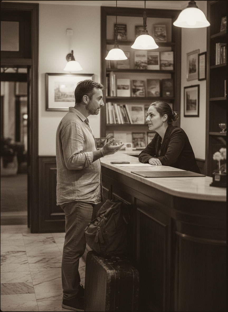 Английский в отеле — ресепшен, проблемы с номером